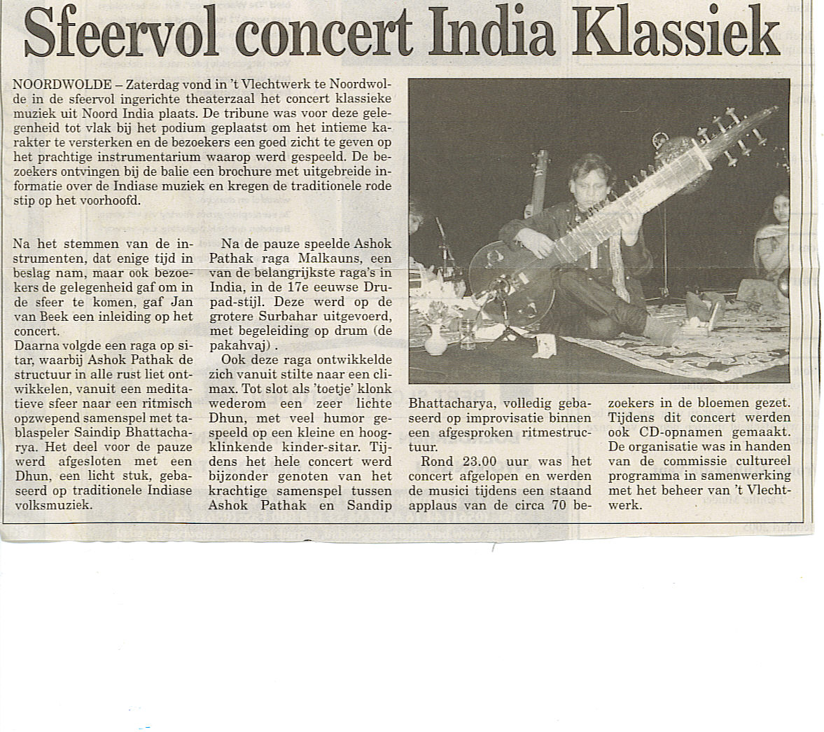 recensie artikel concert india klassiek noordwolde  ashok pathak raga indiase volksmuziek
